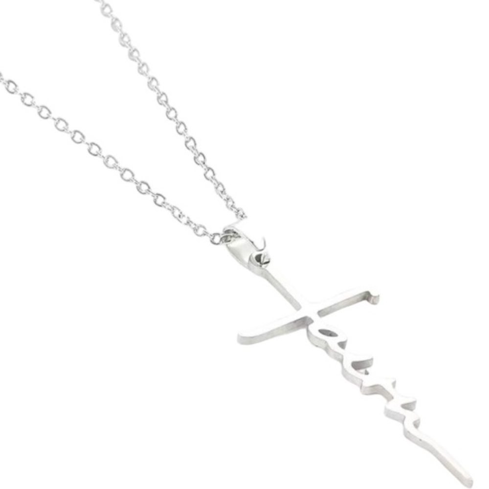 Faith Necklace Silvery Cross Pendant Chain